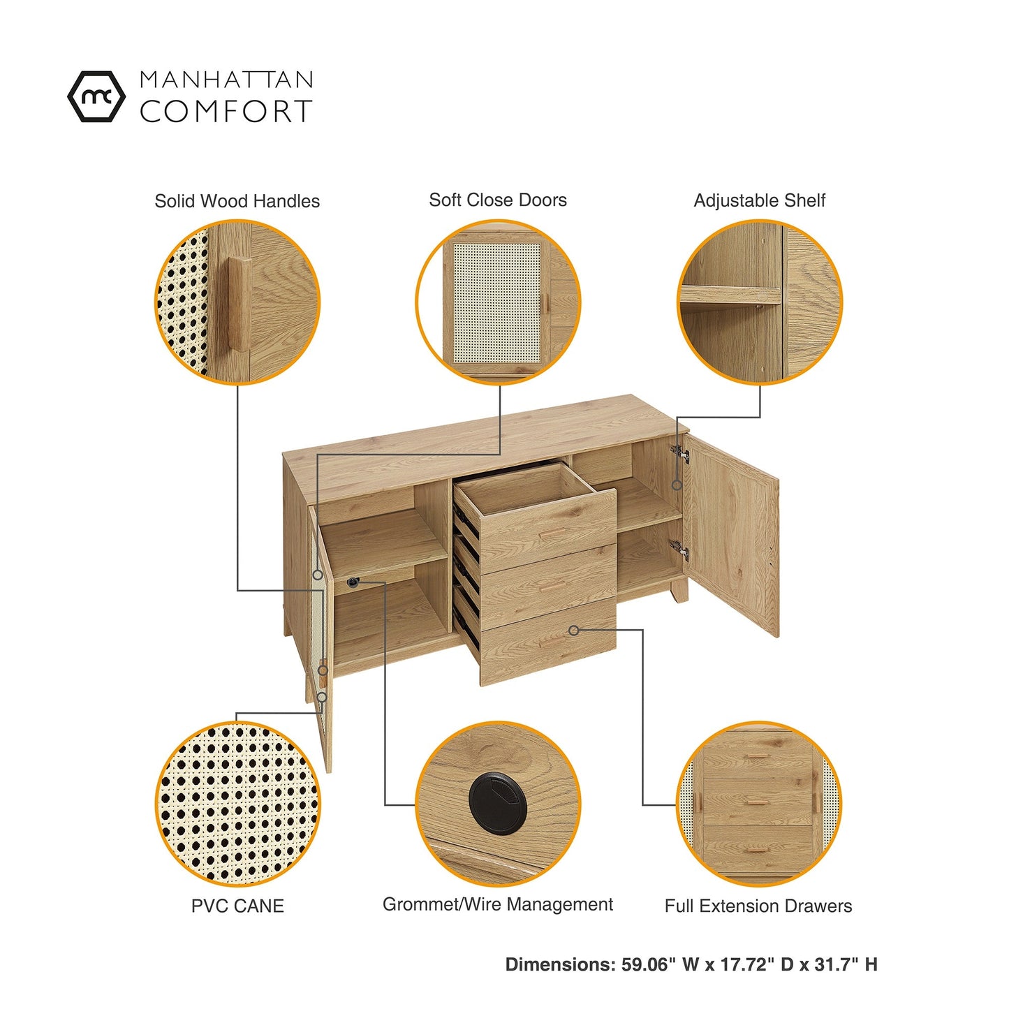 Manhattan Comfort Sheridan Sideboard Cabinet
