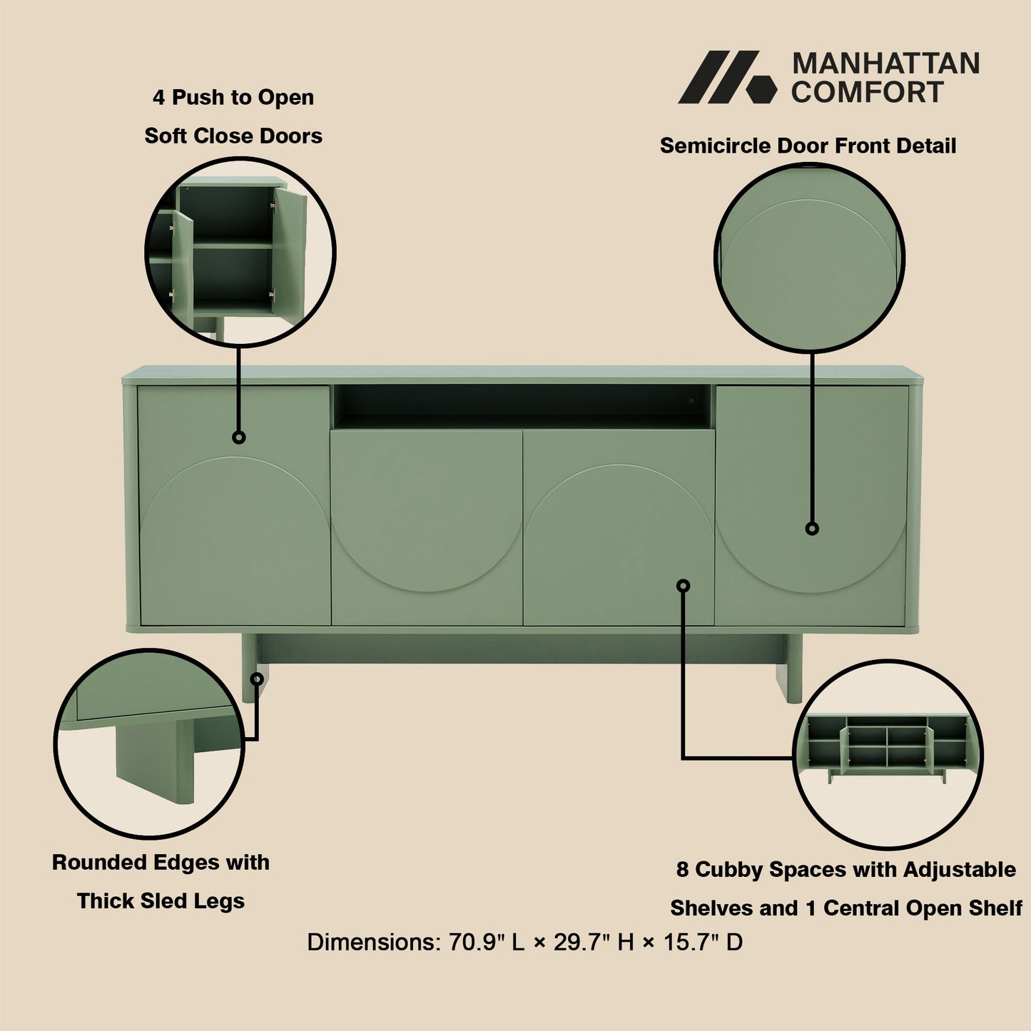 Manhattan Comfort Ella 70.86" Sideboard