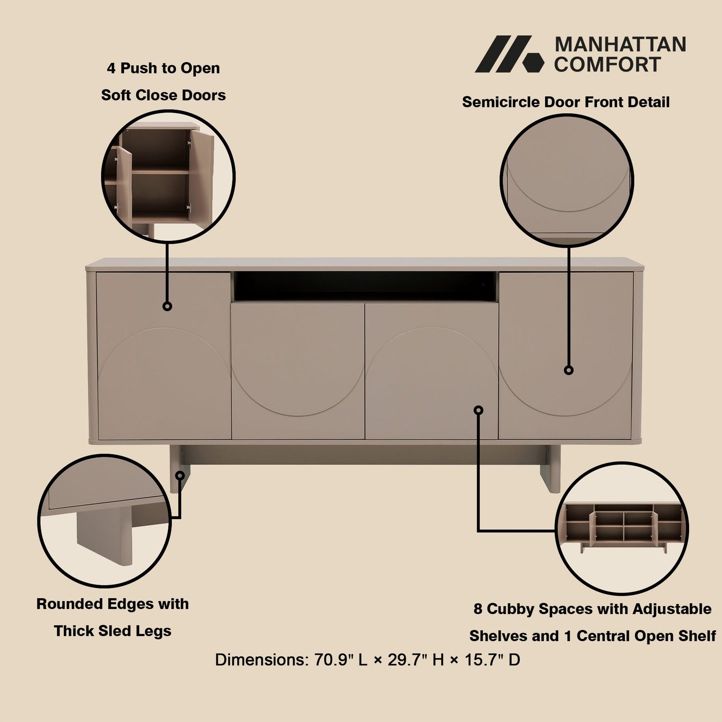 Manhattan Comfort Ella 70.86" Sideboard