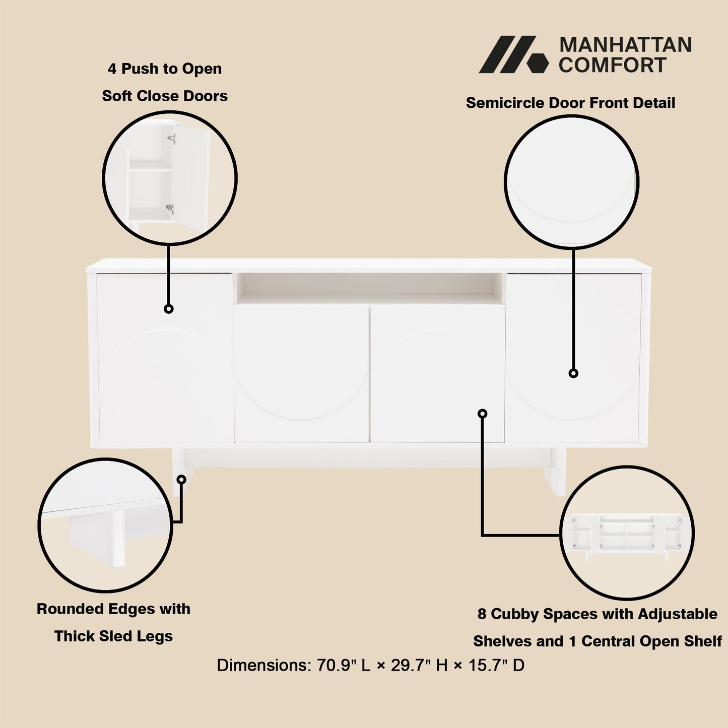 Manhattan Comfort Ella 70.86" Sideboard