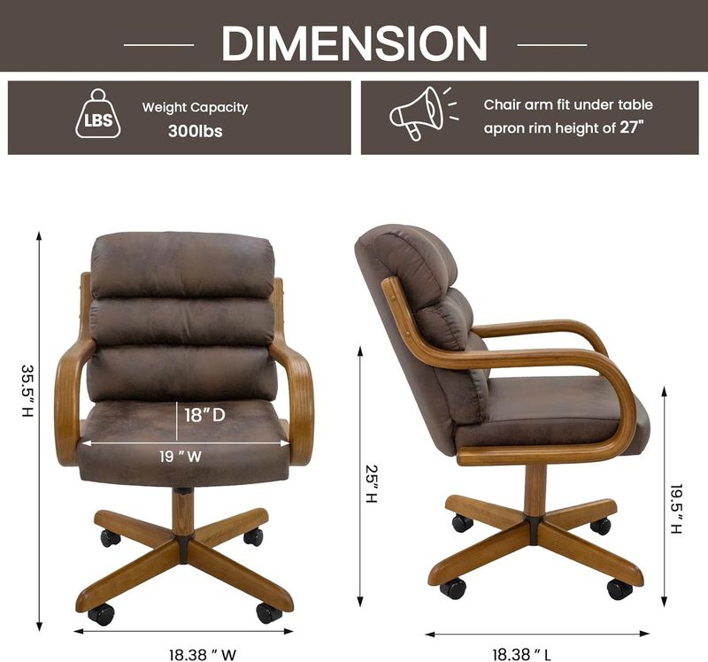 Chromcraft Douglas D9550 Casual Dining Chair Caster Swivel Tilt Fabric Dinning Chair with MOCHA farbic