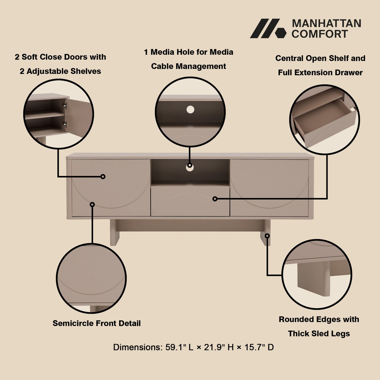 Manhattan Comfort Ella 59" TV Stand