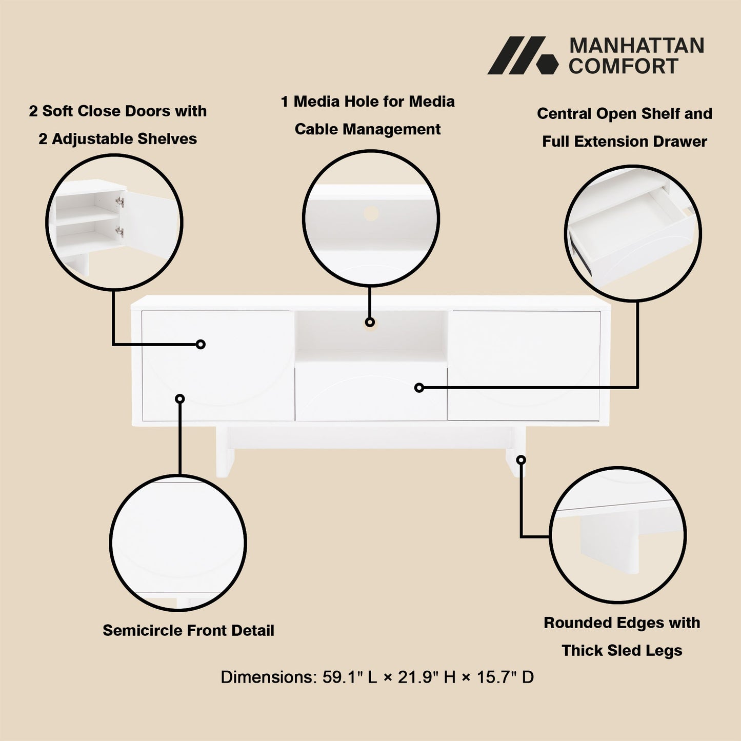 Manhattan Comfort Ella 59" TV Stand