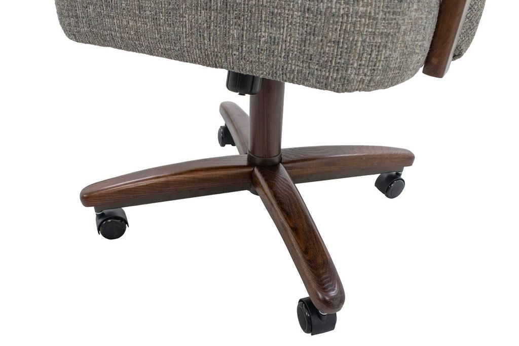 Chromcraft ZIP Ship CM127 Casual Dining Chair Caster Swivel Tilt Fabric Dinning Chair in Walnut Finish