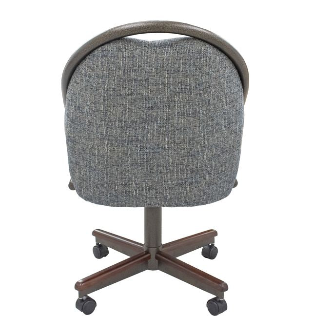 Chromcraft ZIP Ship CM188 Casual Dining Chair Caster Swivel Tilt Fabric Dinning Chair in Walnut & Texture Bronze Finish