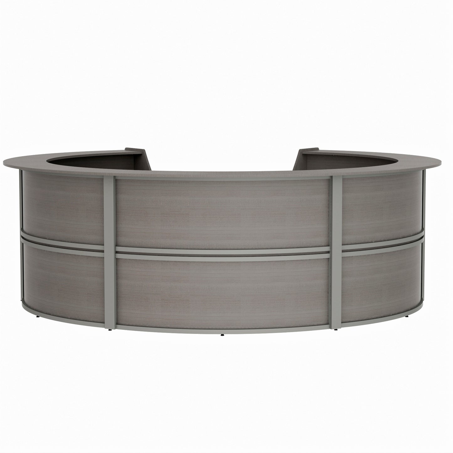 Curved Reception Desk with Counter, 5 Units, 142”W x 133”D