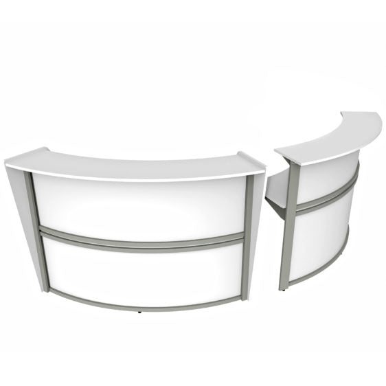Curved Reception Desk with Counter, 2 Units, 124”W x 49”D