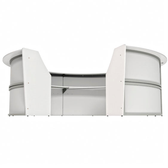 Curved Reception Desk with Counter, 5 Units, 142”W x 133”D