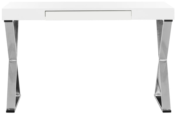 Paley 47'' W One Drawer Lacquer & Chrome Desk