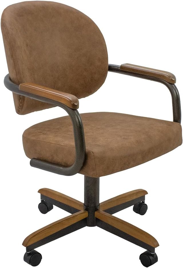 Chromcraft Douglas D1162 Casual Dining Chair Caster Swivel Tilt Fabric Dinning Chair with CAMEL PU