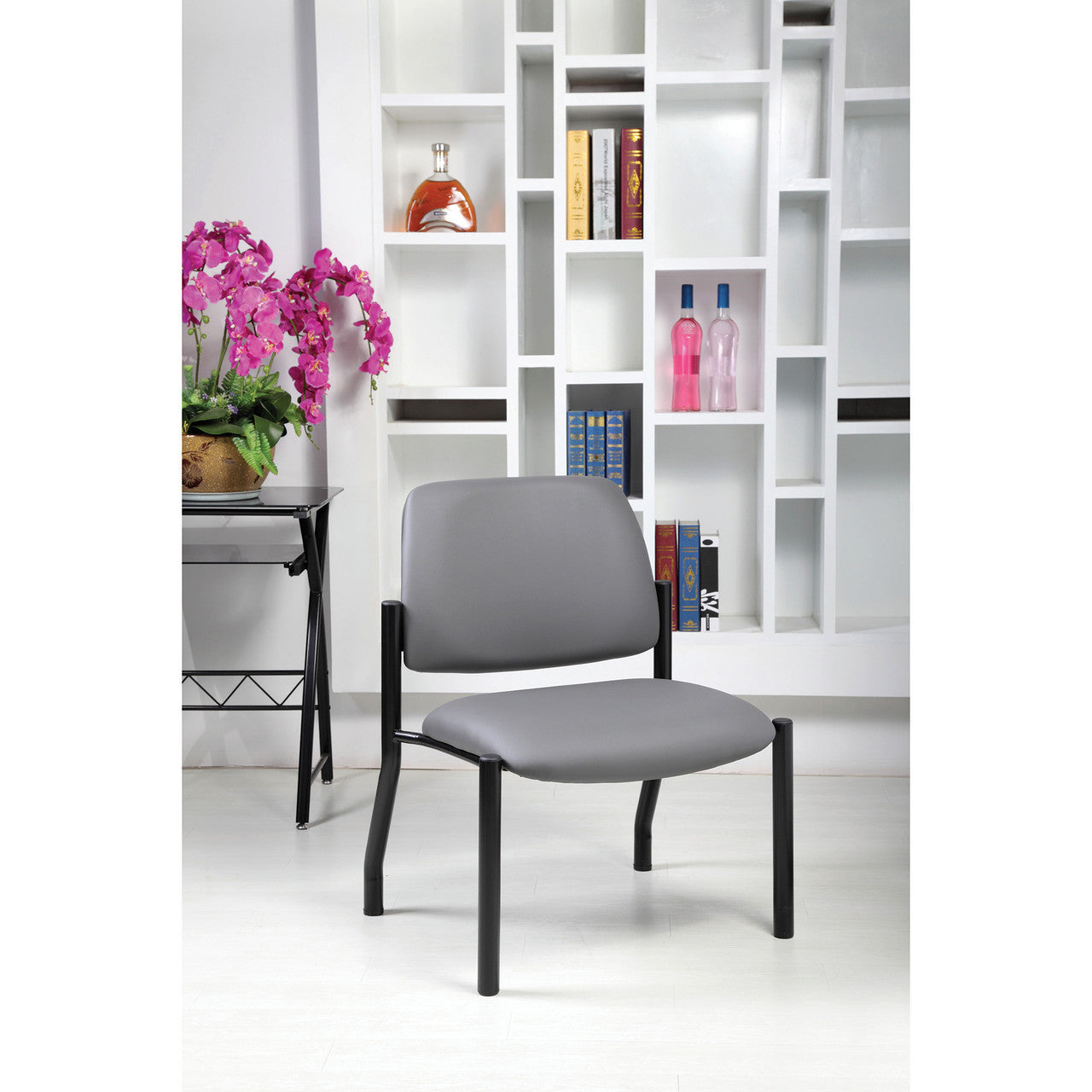 OfficeSource | Big & Tall | Armless Guest Chair with Black Frame - 23''W