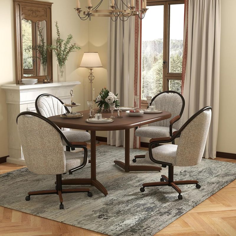 Chromcraft Dining Table for 4 Person and 6 Person, Extendable Wooden Kitchen Room Dining Table with 18" Extension Leaf (Walnut)