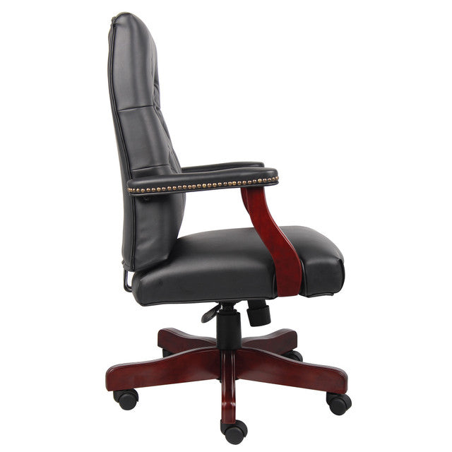 OfficeSource | Lancaster | Executive High Back Swivel with Mahogany Frame