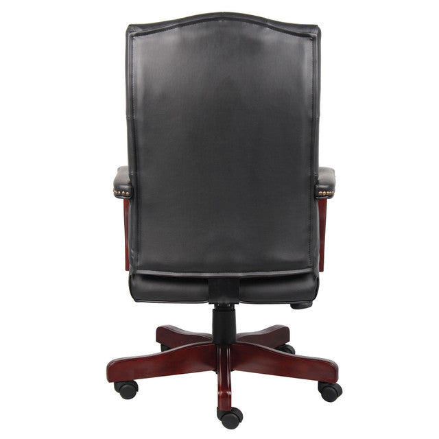 OfficeSource | Lancaster | Executive High Back Swivel with Mahogany Frame