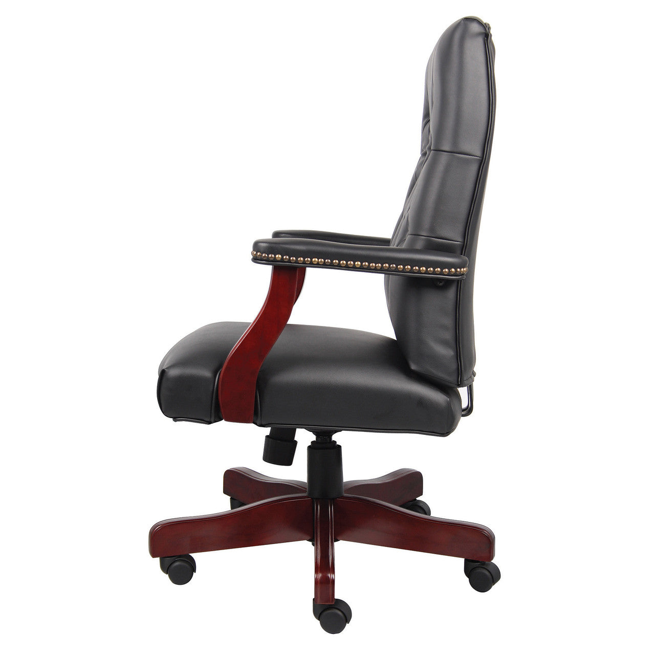 OfficeSource | Lancaster | Executive High Back Swivel with Mahogany Frame