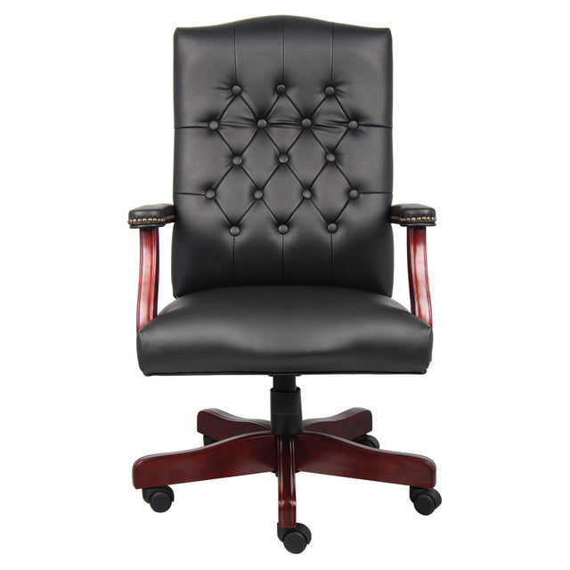 OfficeSource | Lancaster | Executive High Back Swivel with Mahogany Frame