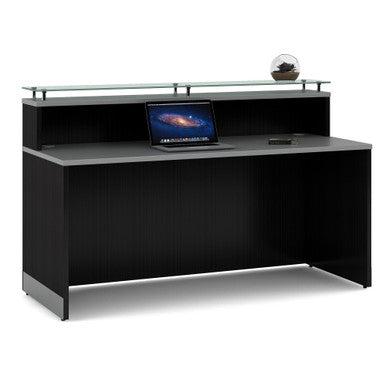 OfficeSource Cosmo Collection Glass Top Reception Desk