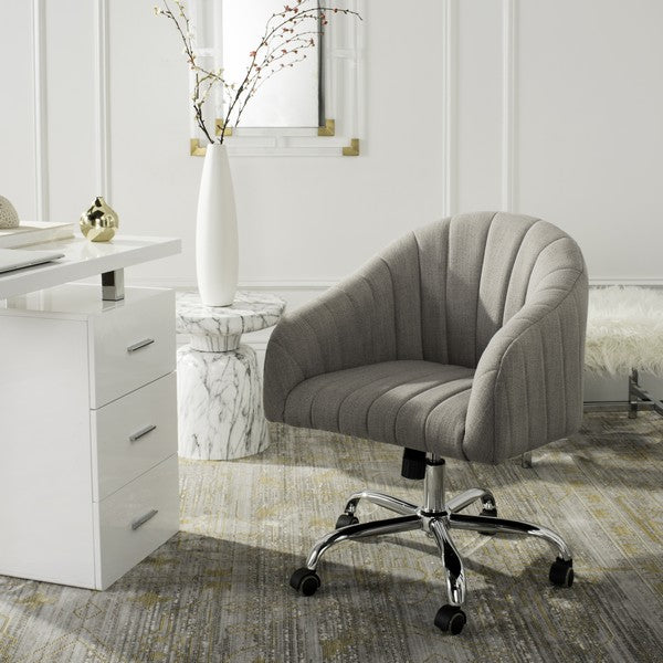 Themis Linen/Velvet Chrome Leg Swivel Office Chair