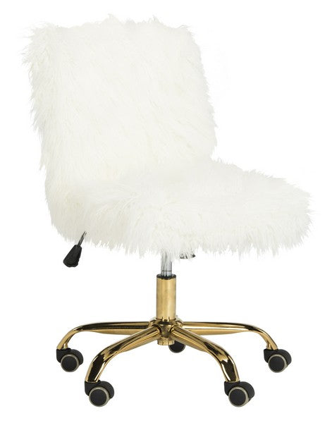 Whitney Faux Sheepskin Chrome/Gold Leg Swivel Office Chair