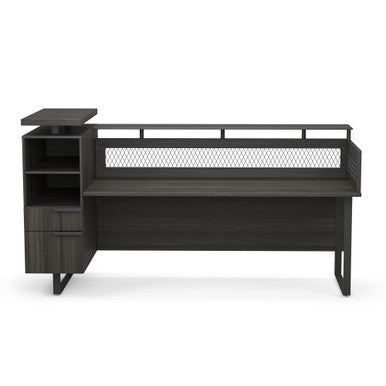 OfficeSource | Palisades Collection | Left Reception Desk with Glass Transaction Top