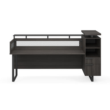 OfficeSource | Palisades Collection | Left Reception Desk with Glass Transaction Top