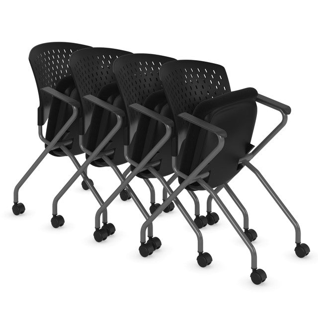 OfficeSource | Perch | Nesting Chair with Arms and Casters - Fabric