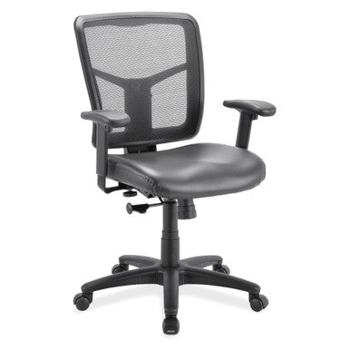 OfficeSource | CoolMesh Basic | Task Chair with Black Leather Seat and Black Frame