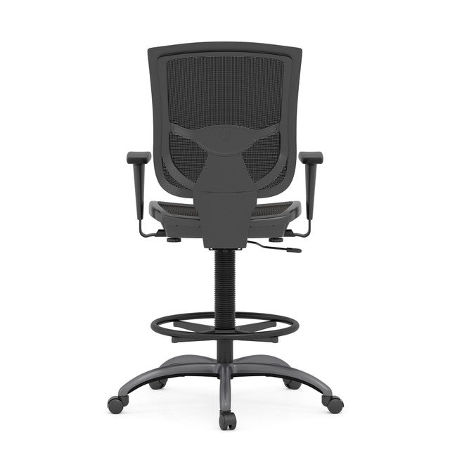 OfficeSource | CoolMesh Pro Collection | All Mesh Task Stool with Adjustable Arms and Footring with Black Frame