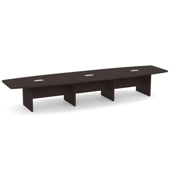 OfficeSource OS Laminate Conference Tables - Expandable Boat Shaped Conference Table with Slab Base