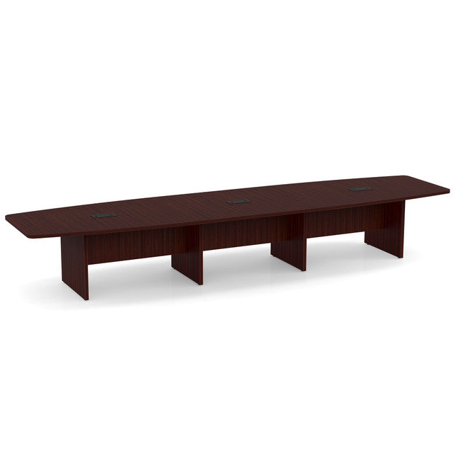 OfficeSource OS Laminate Conference Tables - Expandable Boat Shaped Conference Table with Slab Base