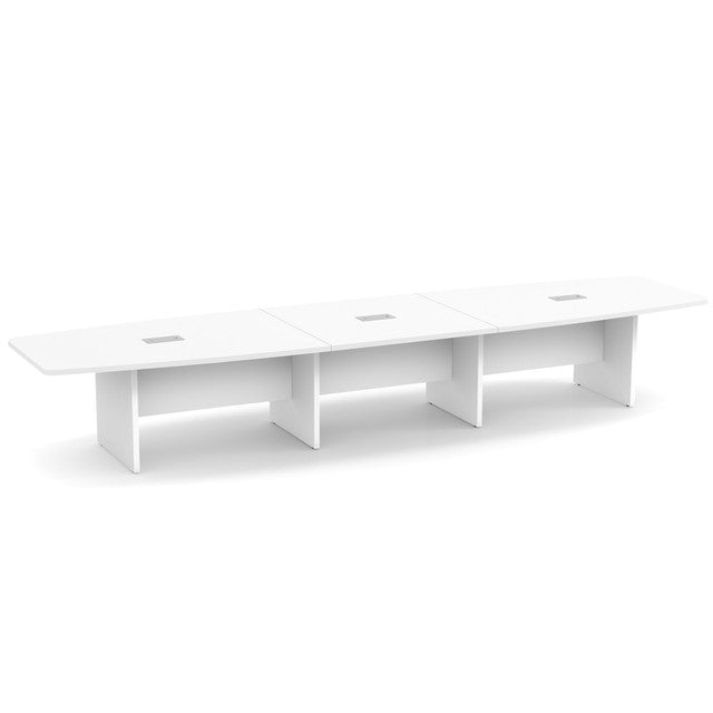 OfficeSource OS Laminate Conference Tables - Expandable Boat Shaped Conference Table with Slab Base