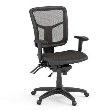 OfficeSource | CoolMesh | Multi Function, Mid Back Chair with Seat Slider and Black Frame - Mesh