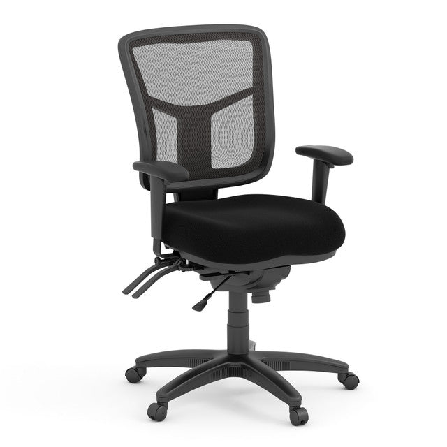OfficeSource | CoolMesh | Multi Function, Mid Back Chair with Seat Slider and Black Frame - Fabric