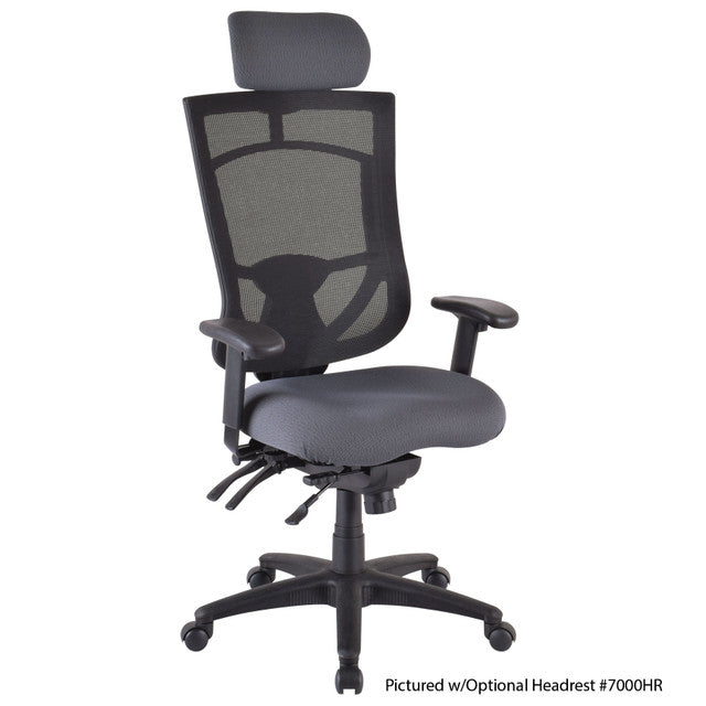 OfficeSource | CoolMesh Pro Collection | Multi-Function, High Back Chair with Upholstered Seat, Adjustable Arms and Black Frame