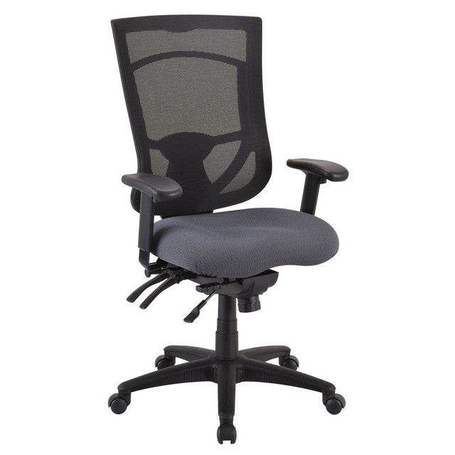OfficeSource | CoolMesh Pro Collection | Multi-Function, High Back Chair with Upholstered Seat, Adjustable Arms and Black Frame