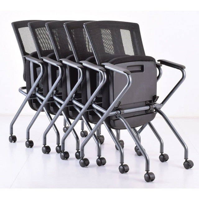 OfficeSource | CoolMesh Pro Collection | Mesh Back Nesting Chair with Upholstered Seat and Titanium Frame