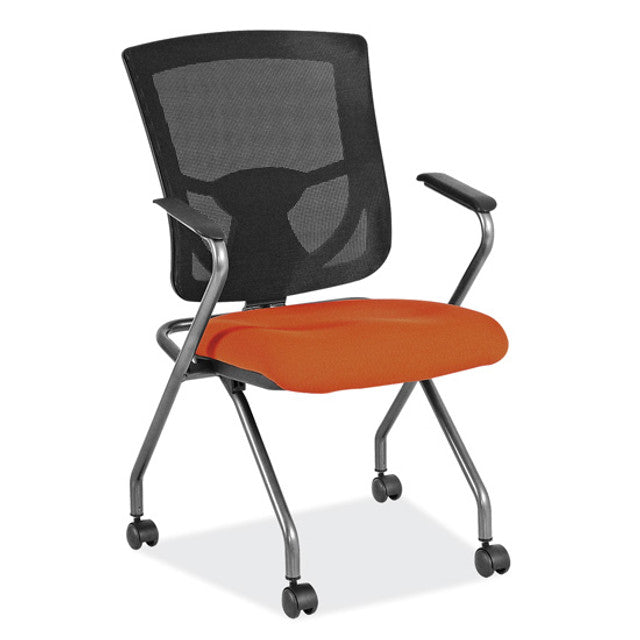 OfficeSource | CoolMesh Pro Collection | Mesh Back Nesting Chair with Upholstered Seat and Titanium Frame