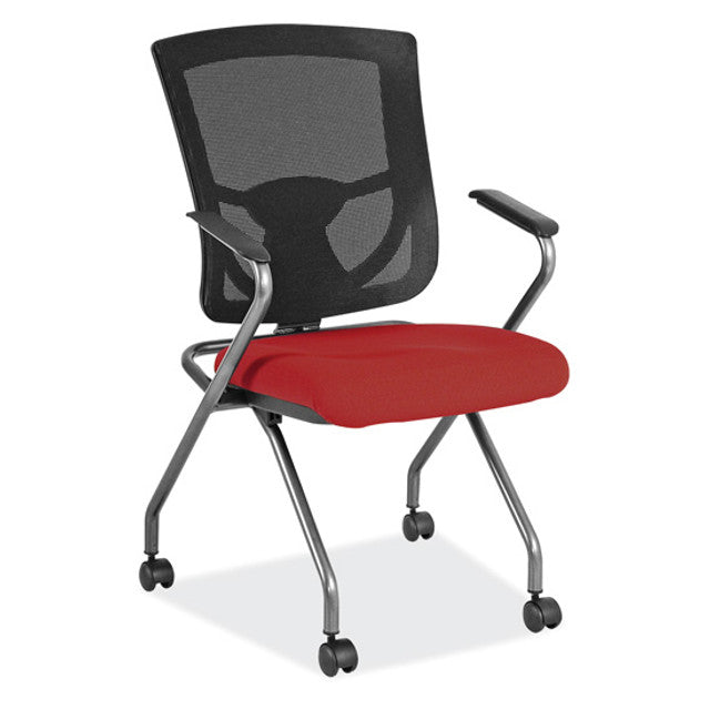 OfficeSource | CoolMesh Pro Collection | Mesh Back Nesting Chair with Upholstered Seat and Titanium Frame