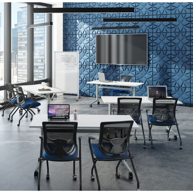 OfficeSource | CoolMesh Pro Collection | Mesh Back Nesting Chair with Upholstered Seat and Titanium Frame