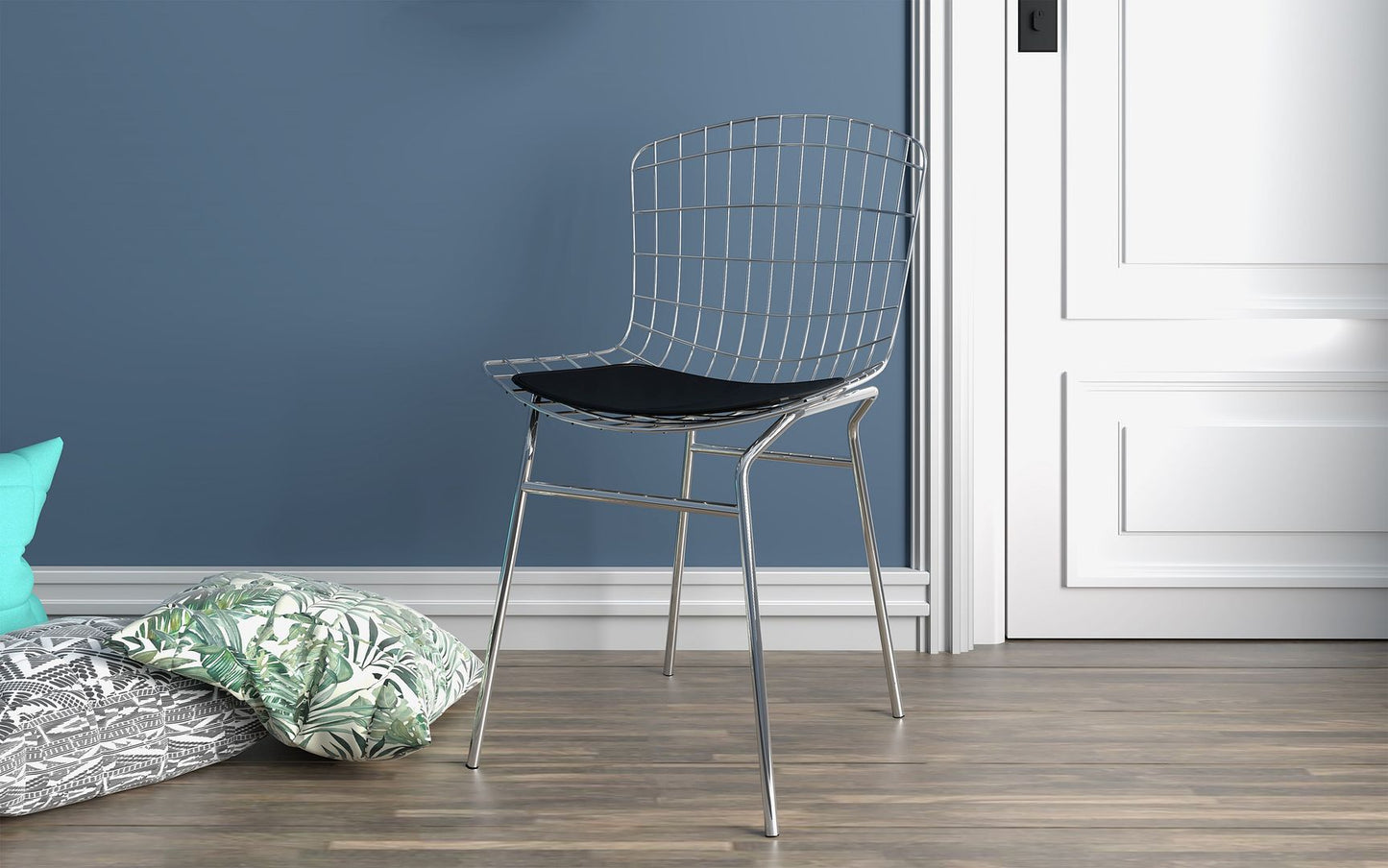 Manhattan Comfort 2-Piece Madeline Metal Chair with Seat Cushion
