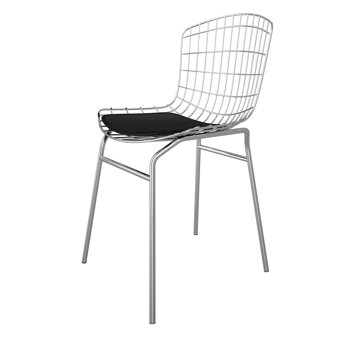 Manhattan Comfort 2-Piece Madeline Metal Chair with Seat Cushion