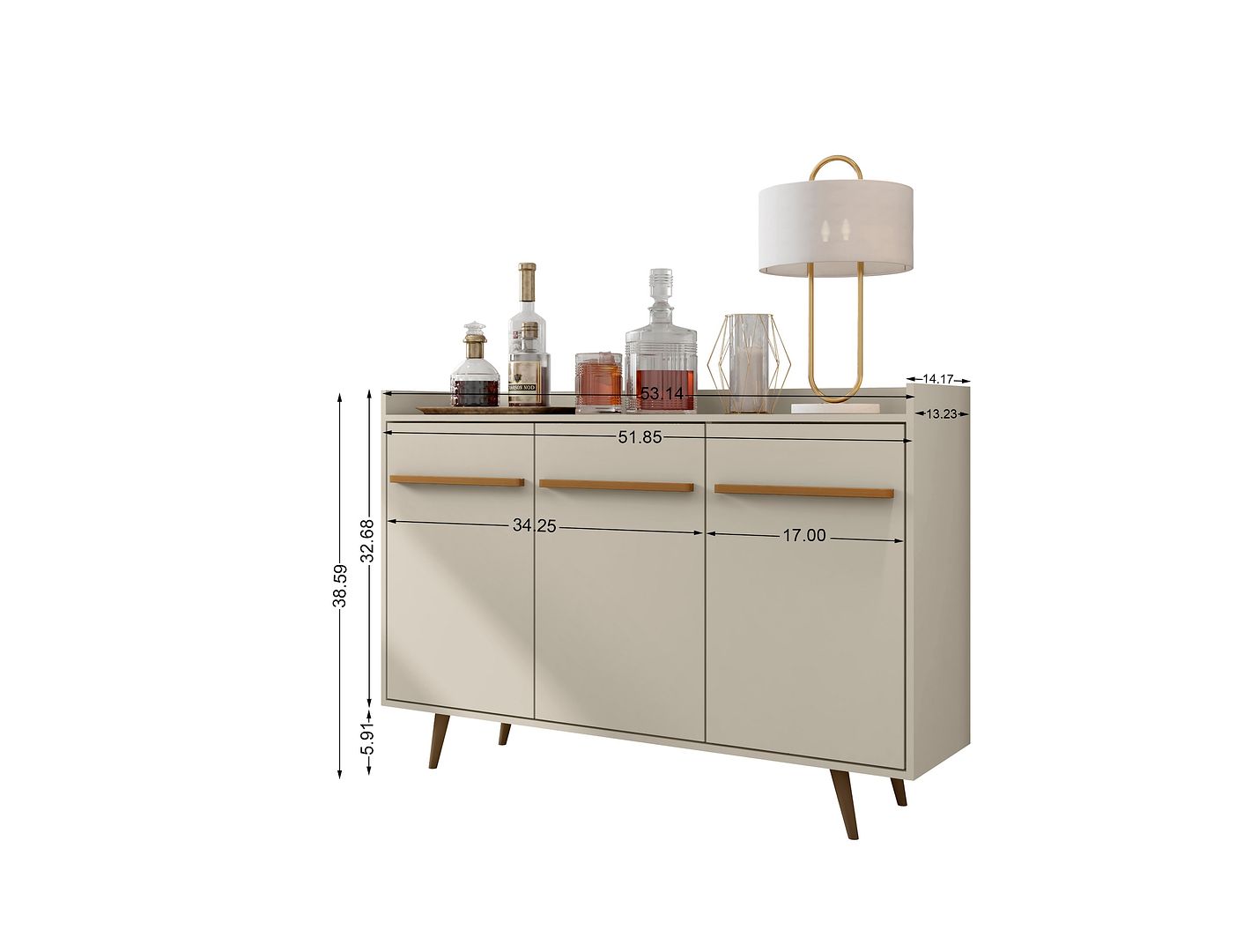 Manhattan Comfort Bradley 53.54 Buffet Stand Mid Century Modern