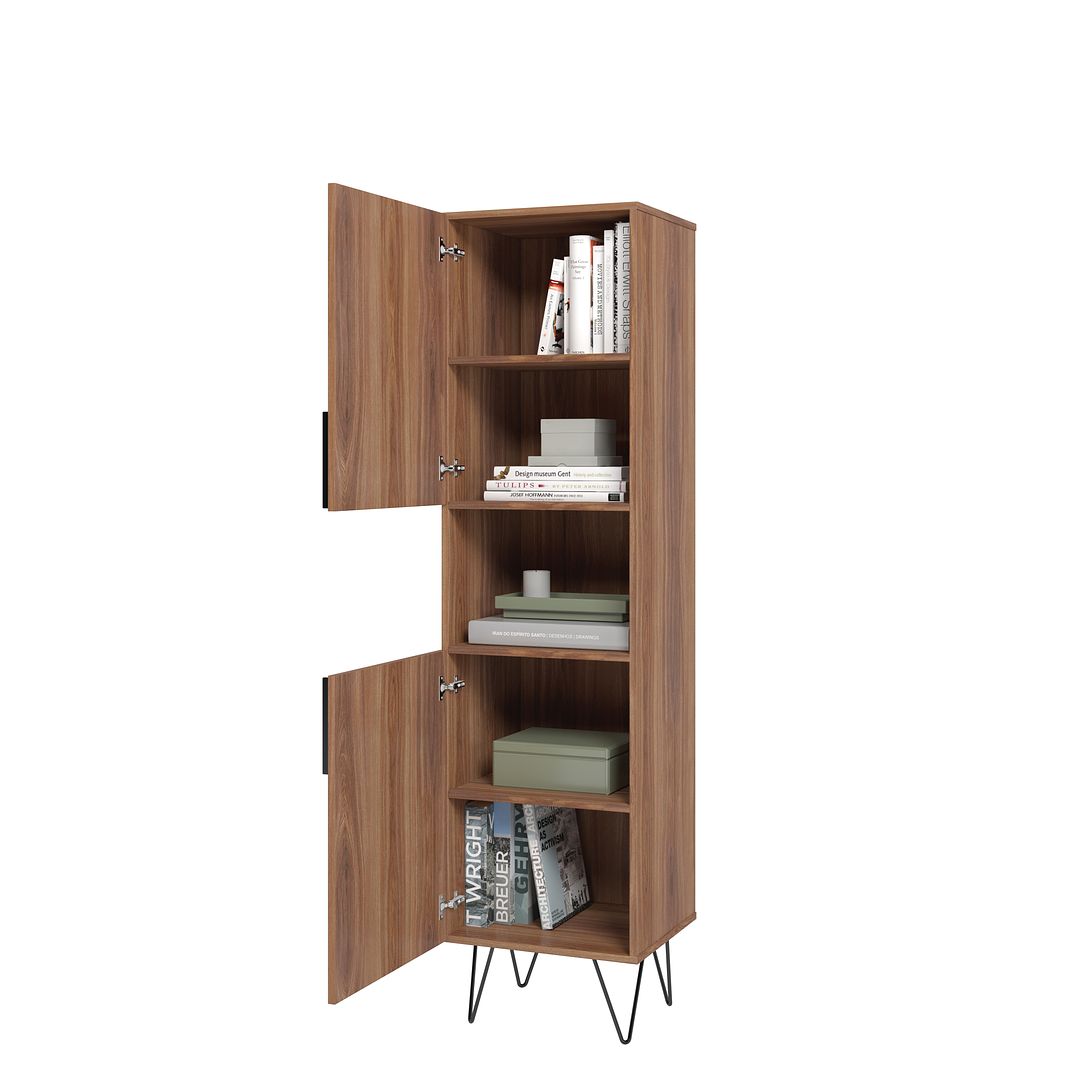 Manhattan Comfort Beekman 17.51 Narrow Bookcase Cabinet with 5 Shelves