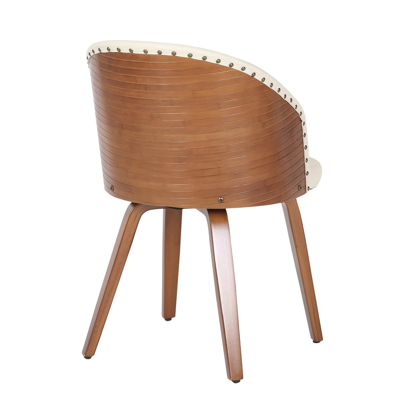 Majestic Office Furniture Mid-Century Modern Side Chair in Walnut Bamboo and Black Faux Leather