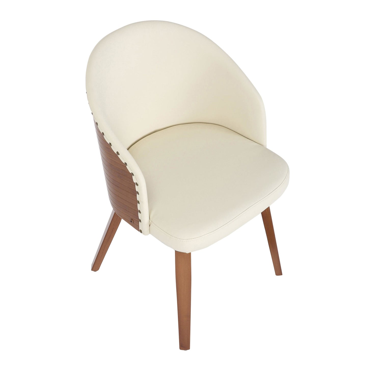 Majestic Office Furniture Mid-Century Modern Side Chair in Walnut Bamboo and Black Faux Leather