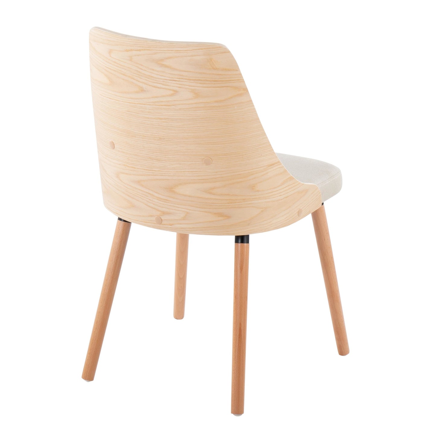 Mid-Century Modern Chair in Natural Wood and Cream Fabric by Majestic Office Furniture (Set of 2)