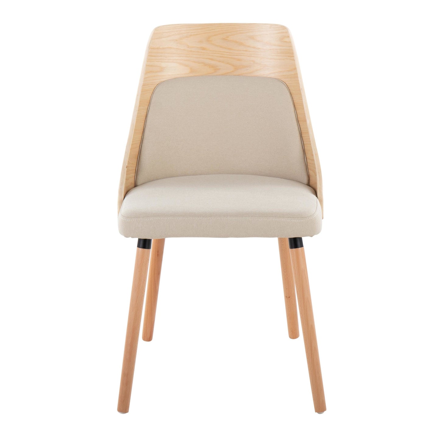Mid-Century Modern Chair in Natural Wood and Cream Fabric by Majestic Office Furniture (Set of 2)
