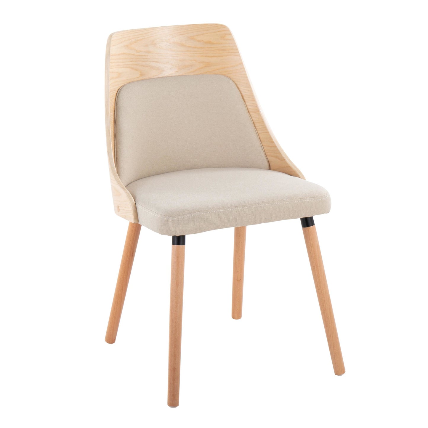 Mid-Century Modern Chair in Natural Wood and Cream Fabric by Majestic Office Furniture (Set of 2)
