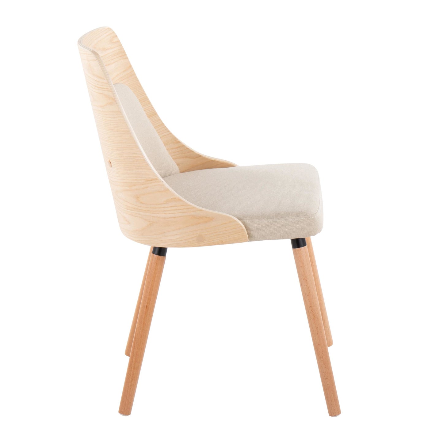 Mid-Century Modern Chair in Natural Wood and Cream Fabric by Majestic Office Furniture (Set of 2)