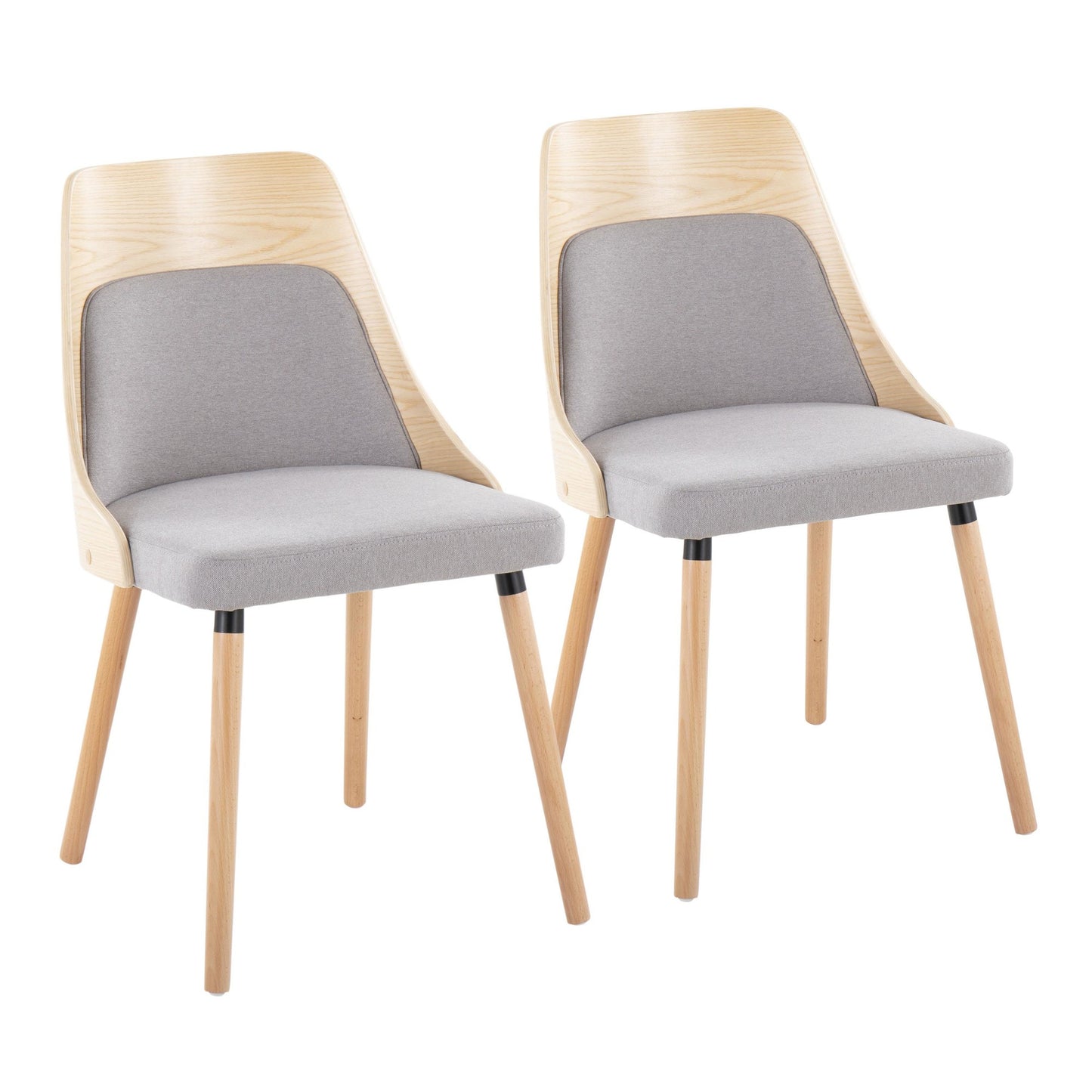 Mid-Century Modern Chair in Natural Wood and Cream Fabric by Majestic Office Furniture (Set of 2)